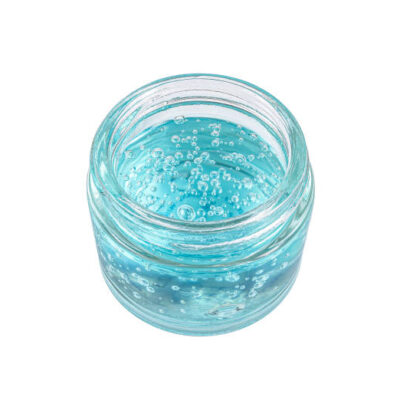 The blue jar of moisturizing gel or cream