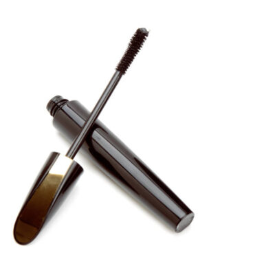 Mascara isolated on white background. beauty concept. free space for text.