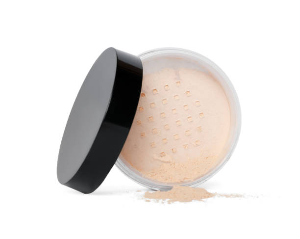 Loose face powder isolated on white. makeup product